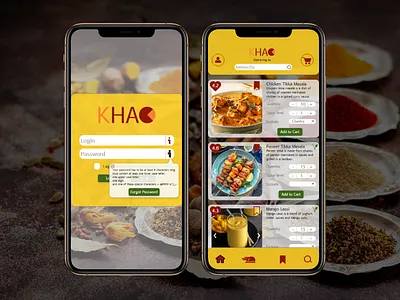 Khao - Order food for any event and get it delivered in just 1Hr app design flat illustration minimal ui uidesign uiux ux vector