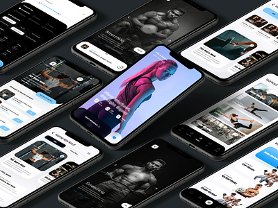 Fitness Mobile App UI design app design catagory filter fitness fitness trainer fitness training gym health home khan mobile app trainer ui uidesign uiux user interface design ux video player workout yoga