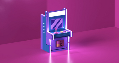 low poly arcade machine (NFT) 3d arcade game arcade machine cryptoart digitalart isometric low poly model nft nftart rare render retro voxel