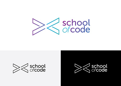 School of Code Logo Design code coding gradient illustrator javascript logo logo design logotype school