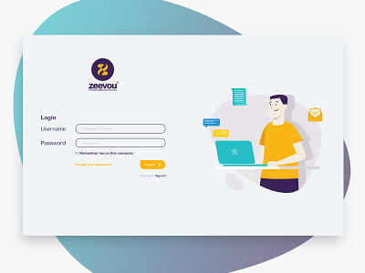 Login page for Zeevou Website app design flat illustration illustrator ui vector web