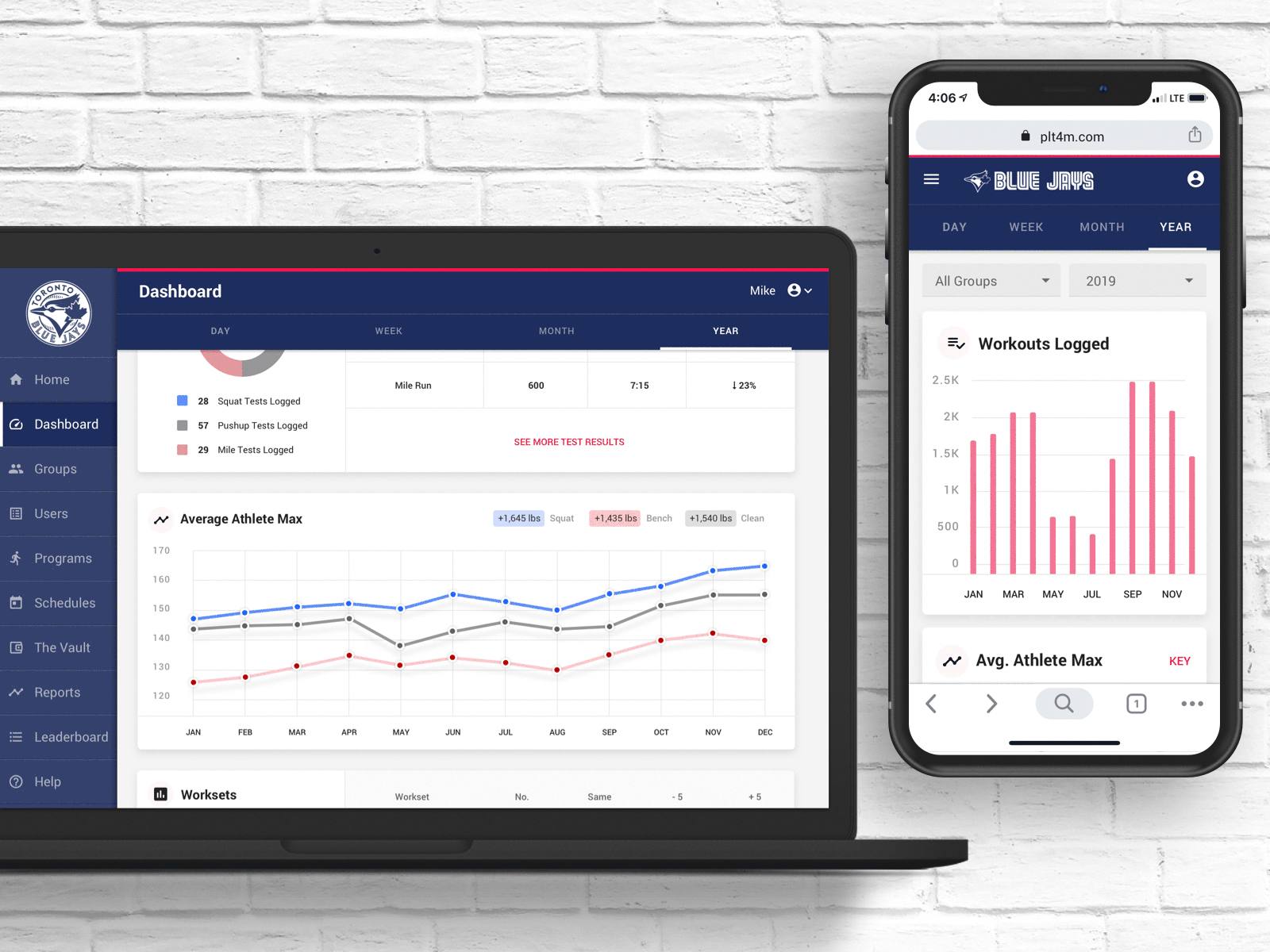 Athletic performance tracking responsive web app dashboard responsive design ui ux whitelabel