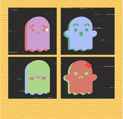 Moody Ghosts ai icon illustration vector