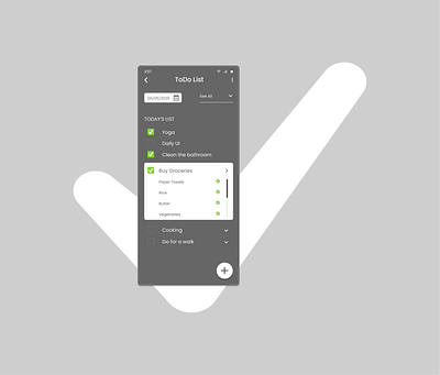 DailyUI #042 - ToDo List 100daychallenge android checklist ckecked dailyui dailyuichallenge design dribbble figma groceries todo todolist ui uidesign ux