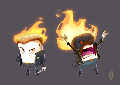 Marshmellow on fire - Character design challenge art character design characterdesign concept art illustration migueru