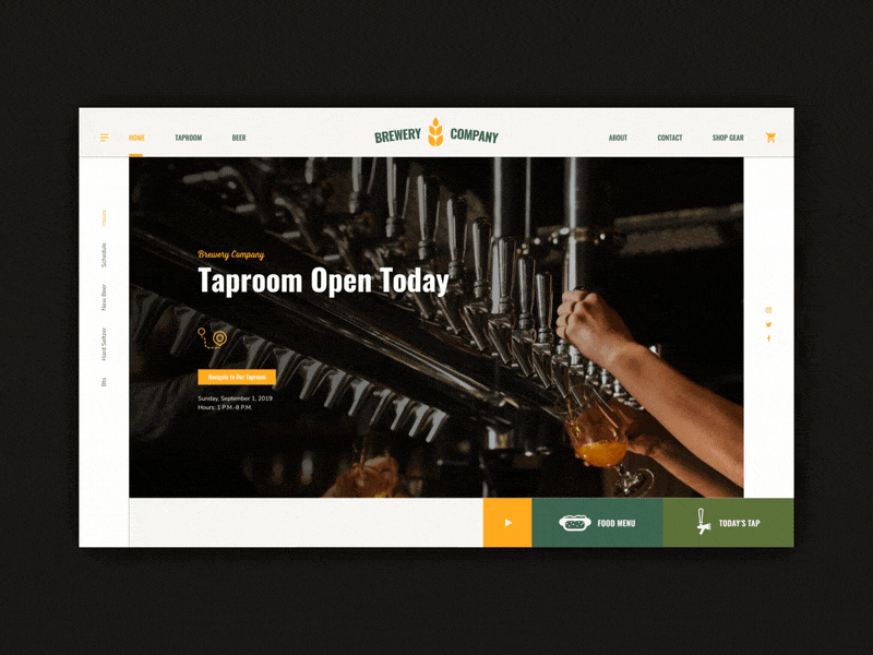 Taproom homepage (Desktop) beer beer branding branding brewery brewing demo homepage landing page logo motion motiongraphics prototype ui ui animation ui design uiux web design website