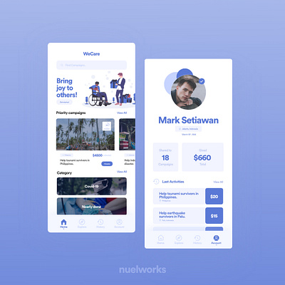 WeCare Charity app design app charity design ui ux