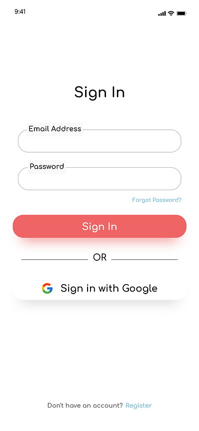 Sign In Light app typography ui ux