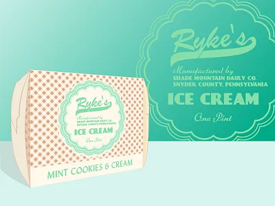 Ryke's Mint Cookies & Cream branding business design dribbleweeklywarmup graphic ice cream typography vintage