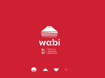 Wabi Sabi branding concept design elegant flat fuji geometric icon japan japanese logo logomark red restaurant typography