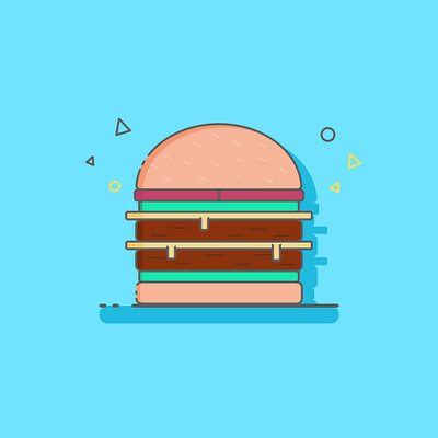 Burger art burger design flat food icon illustration illustrator logo minimal vector