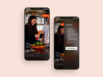 Live cooking video UI design adobe xd app design app designer figma food app food recipes livestream mobile mobile app mobile app ui design recipes app sketchapp ui ui design ui kit ui ux design video app 应用 应用界面 设计