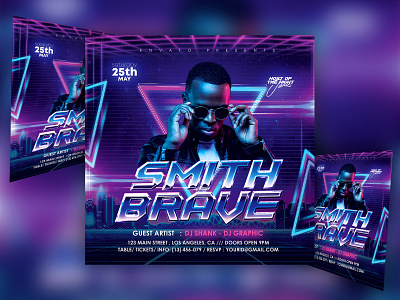 Neon Guest DJ Flyer Template birthday black city design event flyer ladies night night nightclub party