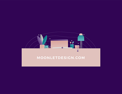 Moonlet banner branding creative desk illustration vector workspace