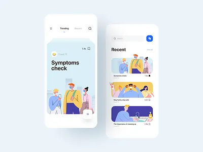 Health News App app app design card covid design flat health healthcare illustration inspiration ixda minimal minimalist navigation news product design ui user experience user interface ux