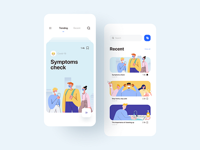 Health News App app app design card covid design flat health healthcare illustration inspiration ixda minimal minimalist navigation news product design ui user experience user interface ux