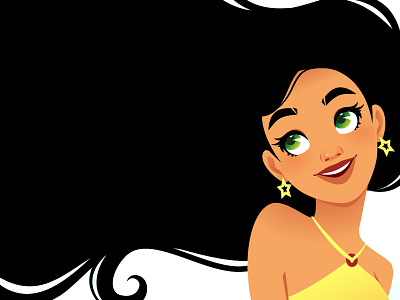 Summer 2019 black hair cartoon digital art digital illustration girl happy illustration mood portrait poster smile style stylized summer vector woman young