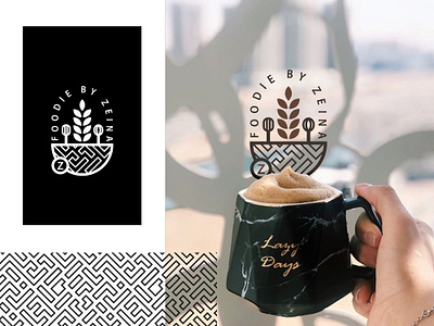 Foodie By Zeina | Home Kitchen Logo black brand brand identity branding brown design flour food food and drink fork glass kitchen logo logo design oriental pattern spoon wheather white women
