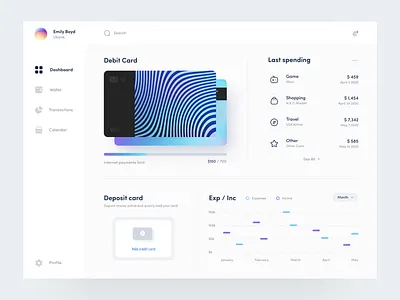 Ubank - Dashboard app app design bank banking banking card card clean dashboard design finance interface interfaces invoice minimal spending sunday transaction wallet web