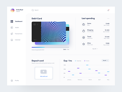 Ubank - Dashboard app app design bank banking banking card card clean dashboard design finance interface interfaces invoice minimal spending sunday transaction wallet web