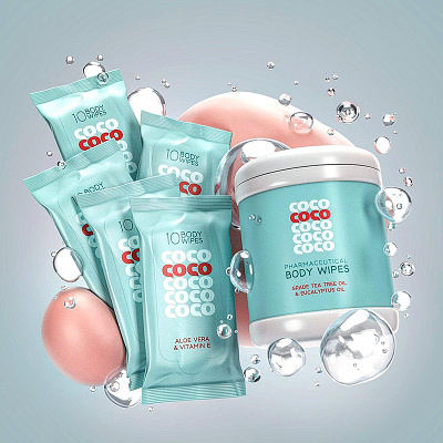 wet wipe package design 3d advertising brand visualization branding bubbles logo design package visual identity wet wipe