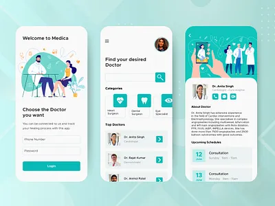 Medical Mobile App design healthcare illustration illustrator medical app medicine mobile ui mobileappdesign ui