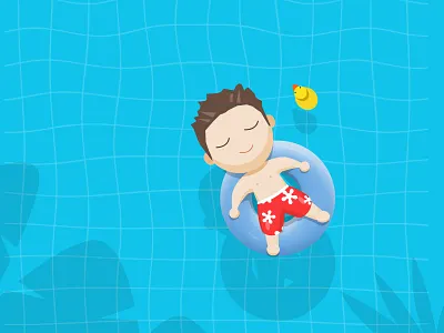 Happy Children's Day boy children design duck flat illustration summer swimming vector