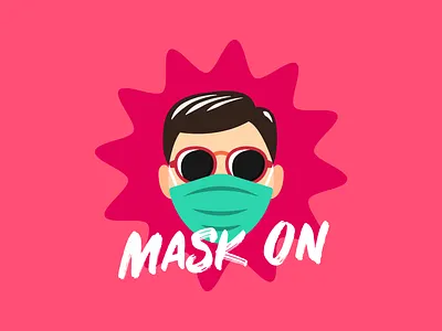 MASK ON corona coronavirus flat illustration illustrator mask masks minimal vector