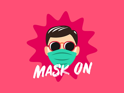 MASK ON corona coronavirus flat illustration illustrator mask masks minimal vector