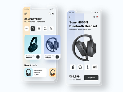 Headphones & Headset UI Kit Exploration app design cards cart concept fresh colors headphones images inspiration kit mobile app product design purple seach typography ui ui design ui kit uiux yellow