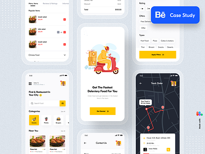 Food Delivery App - Behance Case Study app app design application case study clean ui delivery design food app food delivery food delivery app illustration ios minimal mobile mobile app mobile app design restaurant typography ui uiux