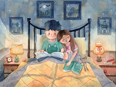 What Is Love illustraion lover night watercolor
