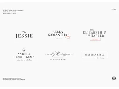 24 elegant femenine logos vol 8 branding collection design elegant feminine high end logo pawellpi premium the bundle