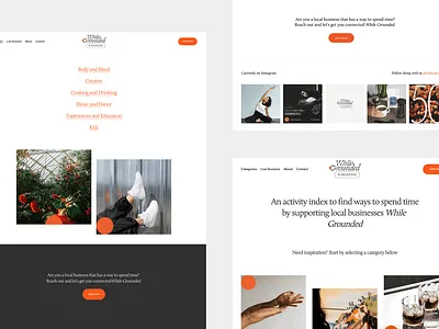 While Grounded, Landing Pages blog branding design desktop homepage landing page menu minimal navigation ui ux web web design website