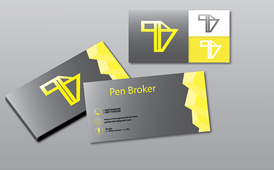 PB logo and business card 3d colors design gradient grey instagram location logo marks pb phone sadow type typography variations white yellow