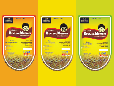 Design of Sticker Kentang Mustofa (Snack) packaging design product design snack snack packaging design sticker