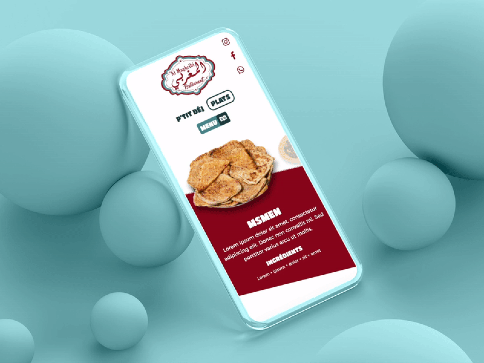 Restaurant Website - Mobile View arabic arabic logo css food html js maroc menu restaurant ui ux webstie