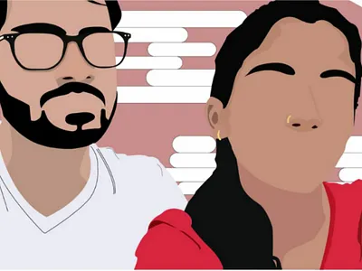 Man and woman's tale date glasses love relationship