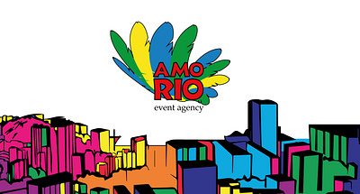 Logo for event agency AMO RIO amor background brasil brasilia bright color colorful flat logo logodesign logotype logotypedesign parrot rio riodejaneiro vector