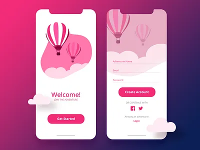 Join the adventure! account color design dribbble dribbbleshot illustration landingscreen login mobile app mobile ui registration page sign up ui uidesign vector welcome screen