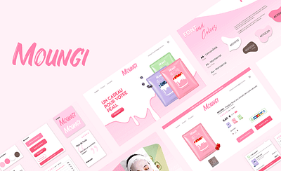 Moungi website design branding design facemask figma figmadesign logo logotype pink product design typography ui website design white