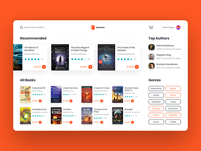 Bookster - Online Bookstore Concept 🧡 book books bookshop bookstore cards clean concept design fantasy library logo rating reading shadow smooth ui ux webdesign website