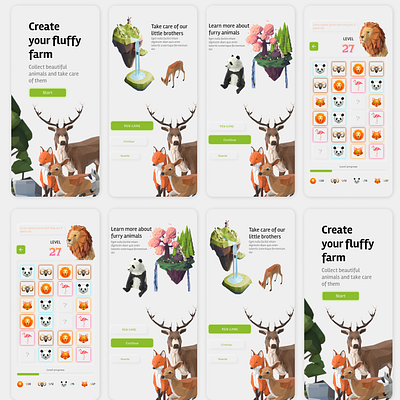 Animal game app design illustration ui ux web website