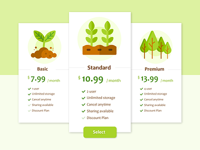 Daily UI 030 Pricing adobe xd basic dailyui dailyuichallenge design illustration illustrator premium pricing pricing page pricing plan pricing plans standard ui uiux design user experience user interface ux vector