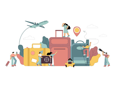 Travel concept of vacation planning trip business trip travel вектор командировка концепция плоский стиль поездка путешествие