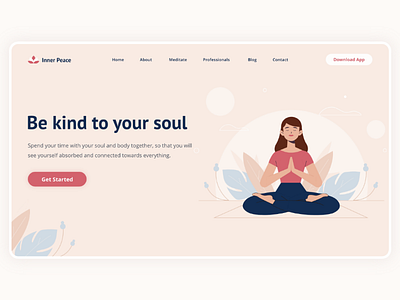 Meditation website adobe illustrator adobe xd app design clean design dribbble follow graphic design icons illustration inner peace like love yourself meditation minimalism new post share soft colors ui design uiux user interface