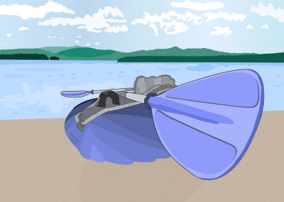 Kayak at the Lake design free illustration illustrator kayak kayaking lake landscape summer vector