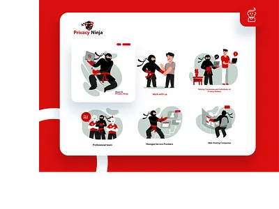 Privacy Ninja Icon set app branding design flat illustration icon icon design icon set iconography illustration pandemic red ui ux vector web website