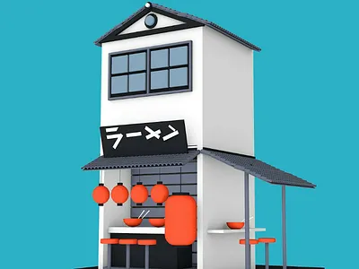 Low poly 3d ramen resturant 3d 3dart 3dmodelling cinema4d low poly low poly art modelling