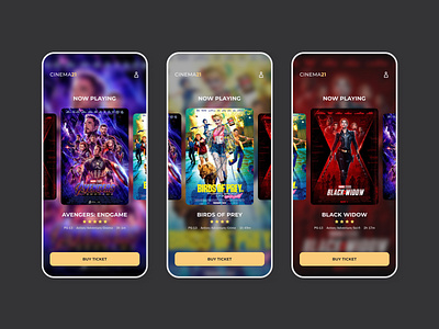 Cinema21 Movie Ticketing UI mobile ui movie movie app movie ticket movie ui ui ui ux ui design ui designer user interface user interface design